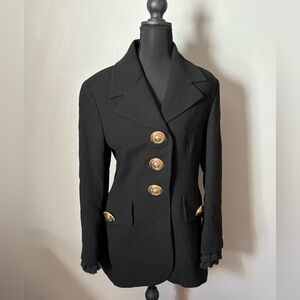 COMPLICE Made in Italy Elegant Black Blazer with Gold Accents Size 10